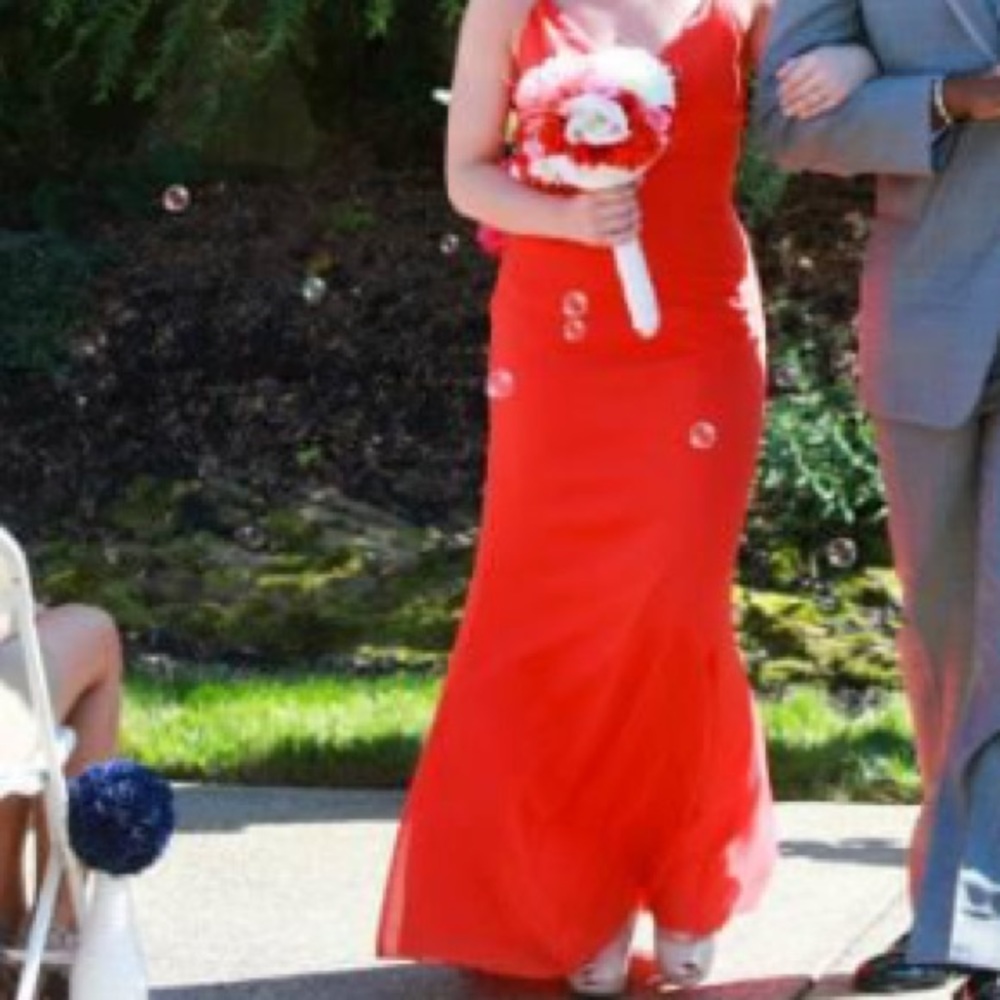 🧡❤️ Coral Maxi Bridesmaid Dress